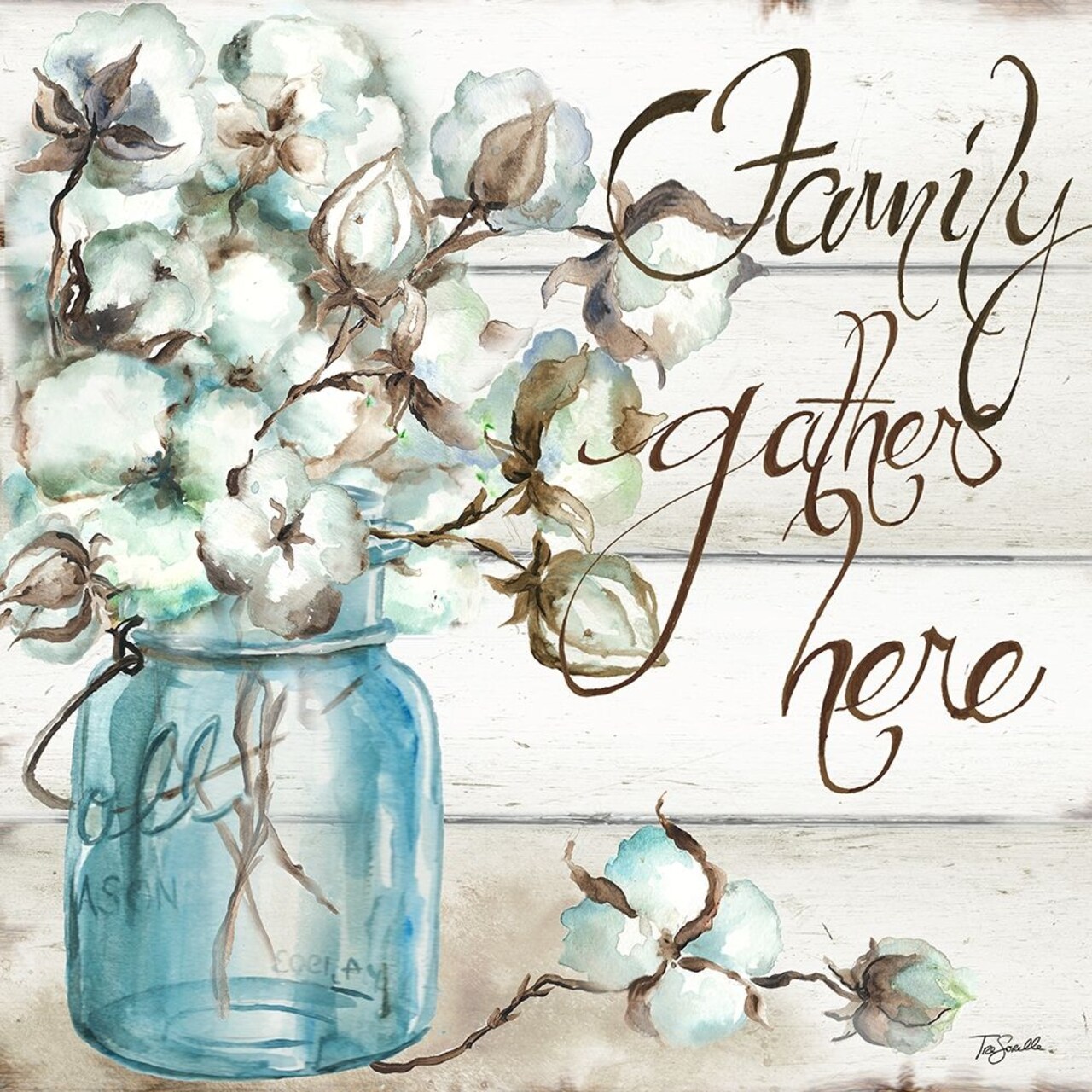 Cotton Boll Mason Jar I Family Poster Print by Tre Sorelle Studios - Item # VARPDXRB11523TS
